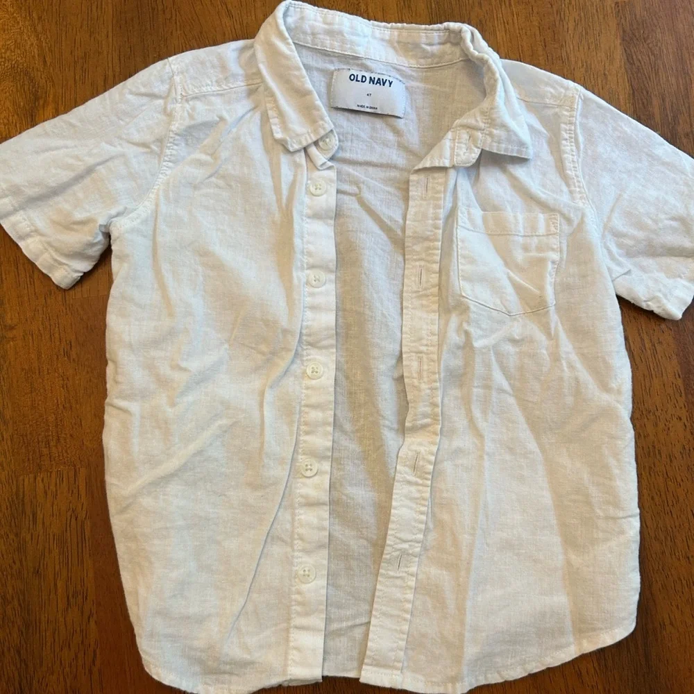 White Linen Blend Button Up Shirt Bundle | 4T Boys | 2-Pack | Old Navy